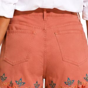 Coral Embroidered Women Denim <b>Shorts</b> High Waist Floral Scallop Hem Cotton Casual Summer <b>Shorts</b> Custom OEM Private Label Fashion - Product Image 6