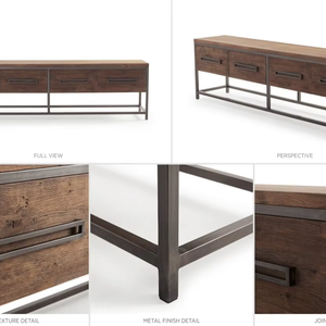 Mesa Auxiliar Larga Aserbo, Estilo Contemporáneo, Madera Reciclada, Marco de Metal, Consola de Lujo, Ecológica, Duradera, Gran Capacidad de Almacenamiento, para Villa - Product Image 6