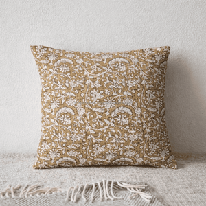 16x16 Custom Size Hand Block Printed Handmade <b>Throw</b> Sham Cushion <b>Cover</b> with Artistic Lotus and Leaf Motifs for <b>Sofa</b> Decor - Product Image 3