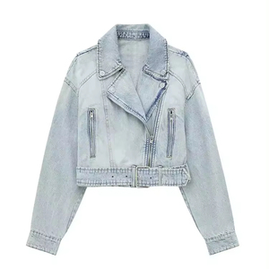 Women Autumn Winter <b>Denim</b> <b>Coat</b> Lapel Long Sleeve Short Jackets Lady Loose Streetwear Women Jacket - Product Image 1