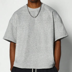 T-shirt surdimensionné à col rond et épaules tombantes 100 % coton, personnalisé, streetwear pour homme, noir uni, poids lourd 380 GSM - Product Image 3