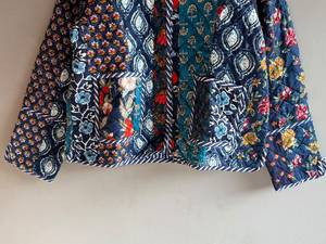 <b>Quilted</b> cotton <b>jacket</b> women Floral <b>pattern</b> mandarin collar Autumn regular length <b>jacket</b> Patch GIFT FOR HER - Product Image 5