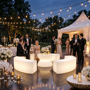 Ensemble moderne de bancs et tables LED modulaires incurvés et tournants pour discothèque, événement, salon, fête, bar avec service DDP - Product Image 2