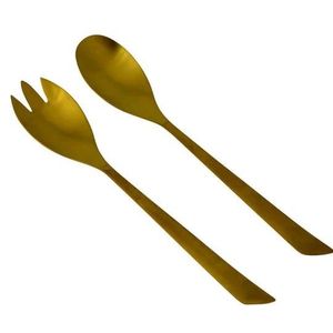 Contemporary Metal salad <b>serving</b> <b>spoon</b> and fork set ideal for modern dining table arrangements - Product Image 3