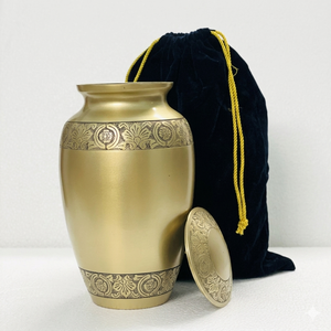 Brass Cremation Urn Polished <b>Keepsake</b> Casket Embossed <b>Memorial</b> Urn for Adult Burial Commemoration Decoration - Product Image 1