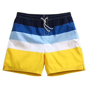 Short de bain rayé bleu marine personnalisable pour homme, taille élastique avec cordon de serrage, style rétro, streetwear, nouvelle collection, sans avis pour le moment - Product Image 1