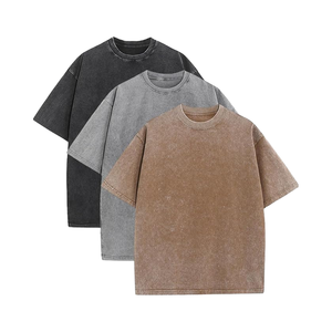 Camisetas de punto lavadas con ácido personalizadas Hombro caído Características transpirables de gran tamaño Stock formal Ropa a granel/mezcla de ropa Bale Ropa usada - Product Image 1