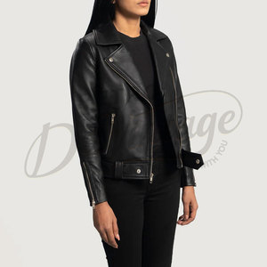 Premium Women Black Real Leather Biker <b>Jacket</b> Classic Slim Fit Soft <b>Sheepskin</b> Moto <b>Jacket</b> Fashion Biker Coat - Product Image 5