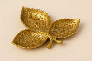 Decorative Metal Leaf Tray for <b>Vanity</b>, Console, and Coffee <b>Table</b> – Ideal for Storing Jewelry, Keys, Chocolates, and <b>Small</b> Decor - Product Image 2