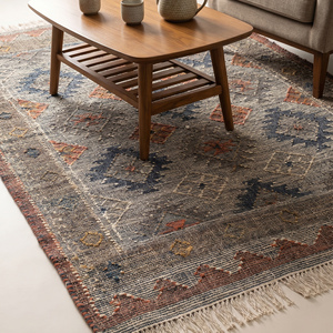 Handcrafted Handwoven Jute <b>Rug</b> Multicolor Tribal Geometric Pattern Modern Anti-Slip <b>Thick</b> Medium <b>Pile</b> Fringed Area Carpet Living - Product Image 4
