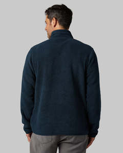 Veste polaire pour homme, bleu marine, col zippé, coupe classique, décontractée, respirante, en polyester tricoté, couleur unie, pour l'automne - Product Image 3