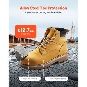 Scarpe antinfortunistiche da uomo di taglia 8 per stivali da lavoro impermeabili in acciaio con funzione antiscivolo - Product Image 3