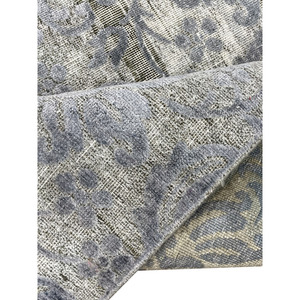 Tapis de luxe fait main en laine et soie bleu ardoise, à poils ras, motif floral vieilli, épaisseur moyenne - Product Image 4
