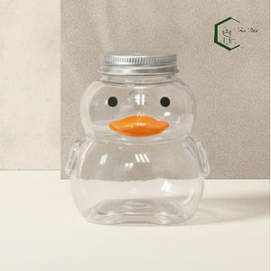 Bouteille en plastique PET de 500 ml en forme de canard mignon avec couvercle à vis en aluminium, emballage OEM pour boissons (lait, thé, jus, café) avec fermeture sécurisée - Product Image 5