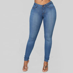 Jean en denim skinny taille haute pour femme, coupe longue, délavage foncé, extensible, en coton et élasthanne, décontracté, pour l'automne - Product Image 4