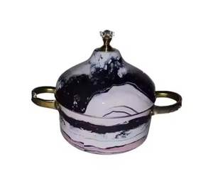 Casserole isotherme en acier inoxydable avec couvercle et poignées, design marbre, pour la restauration à domicile - Product Image 1