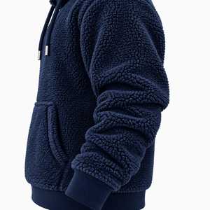 <b>Men's</b> <b>Navy</b> Blue <b>Fleece</b> Hooded Sweatshirt Regular Fit Casual Winter Wear With Pocket Anti-Pilling By KALEEM QUALITY WEAR - Product Image 3