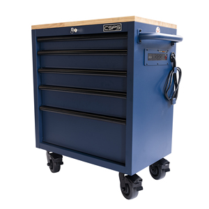 Wholesale 76cm Blue 5 <b>Drawer</b> Rolling Tool Cabinet with Wood Top for Garage <b>Workshop</b> Storage - Product Image 2