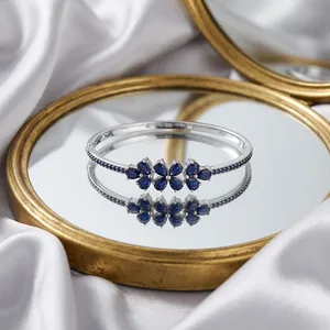 Brazalete de Zafiro Azul en Plata de Ley 92.5 KLSB-20371 - Product Image 4