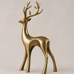 Sculpture décorative élégante de cerf en laiton, figurine d'animal moderne faite à la main, décoration de table, ornement de salon - Product Image 3