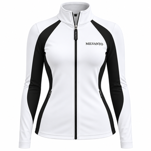 Chaqueta ecuestre personalizada blanca de alta calidad para mujer, camisa premium de manga larga con cremallera para equitación y salto. - Product Image 1