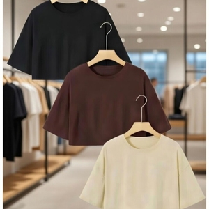 เสื้อยืดครอปแขนสั้นผู้หญิง ผ้าฝ้ายผสมสแปนเด็กซ์ เนื้อนุ่ม ไซส์ใหญ่ เสื้อครอปออกกำลังกาย โยคะ พิมพ์ลาย สไตล์ลำลอง ขายส่ง - Product Image 1