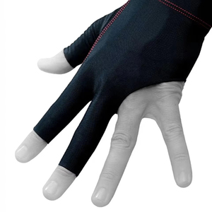 ถุงมือสนุกเกอร์คุณภาพพรีเมียมแบบสามนิ้ว สีดำ-น้ำเงิน ไนลอนยืดหยุ่น สำหรับเกมบิลเลียด ดีไซน์ระบายอากาศได้ดี - Product Image 2