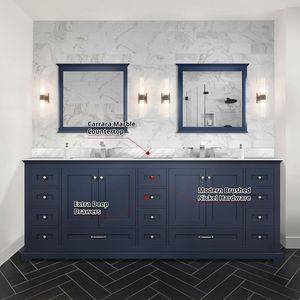 น้ำเงินกรมท่า 84 นิ้ว กว้าง 22 นิ้ว ตู้ห้องน้ำแบบสองอ่างล้างหน้า - Product Image 6