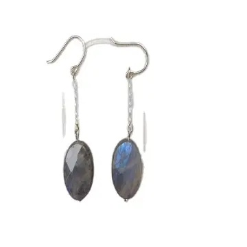 92.5 Sterling Silver Jewelry Natural Opal and Labradorite Flashy Gemstone Dangle Earrings Jewelry Women Cute Gift