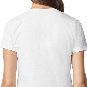 Camiseta de Cuello en V para Mujer, Blanca, de Algodón Suave, Informal, de Manga Corta, Cómoda, Básica, Personalizable, Venta al Por Mayor para Damas - Product Image 4