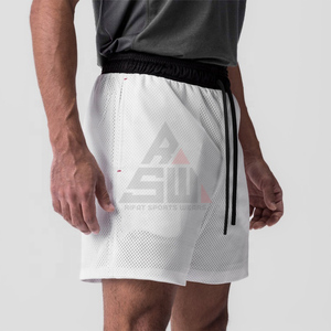 Shorts de sport pour hommes grande taille, double couche, taille élastique, poches, séchage rapide, pour basketball, entraînement, course en extérieur - Product Image 2