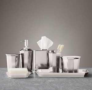 Ensemble de salle de bain de luxe en métal écologique avec distributeur de savon durable, porte-brosse à dents et organiseur de vanité décoratif personnalisable - Product Image 4