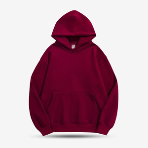 Sweat-shirt à capuche oversize bordeaux pour homme, manches classiques, couleur unie, en molleton bouclette, style décontracté, idéal pour l'automne, avec poches. - Product Image 1