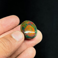 Opale noire éthiopienne naturelle 30,55 carats, cabochon ovale, pierre précieuse Welo avec feu multicolore