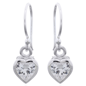 Boucles d'oreilles élégantes en argent sterling pour femmes, en forme de cœur, avec perle noire et zircon cubique - Cadeau - Product Image 1