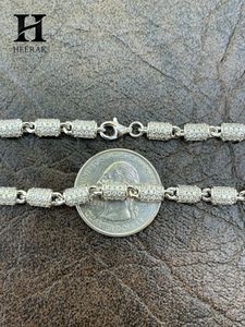 Bracelet de luxe pour homme en or blanc 14 carats, chaîne à maillons cylindriques entièrement pavée, diamants de laboratoire, style hip-hop, bracelet statement - Product Image 6