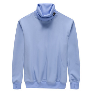 Men's Light Blue <b>Turtleneck</b> Pullover <b>Sweater</b> Solid Color Knitted Long Sleeve Autumn Wear - Product Image 1