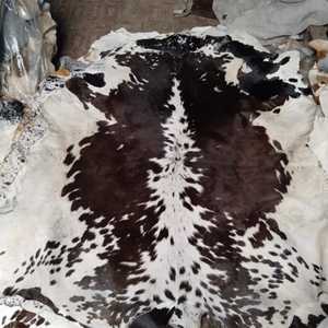 Genuine Cowhide Varsity <b>Jacket</b> Full Pelt Hair on Natural Brown White Animal Pattern One Whole <b>Leather</b> 100% Polyester Filling - Product Image 4
