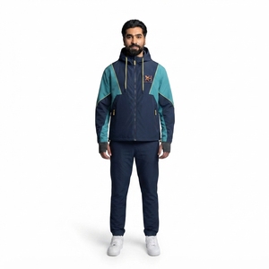 Survêtement coupe-vent personnalisé pour homme, en polyester, avec blocs de couleur, à capuche, pour le jogging, les sports de plein air, par Xelent Hunt Gear - Product Image 1
