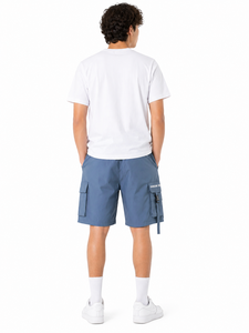Men’s Premium Blue <b>Cargo</b> <b>Shorts</b> Elastic Waist Utility <b>Shorts</b> Drawstring Casual Bottomwear Multi Pocket Design <b>Lightweight</b> - Product Image 3