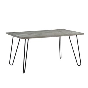 Modern Sleek Design 1PC Light Gray Wooden <b>Top</b> <b>Dining</b> <b>Table</b> with Black Finish Metal Legs Sleek <b>Dining</b> Furniture - Product Image 2