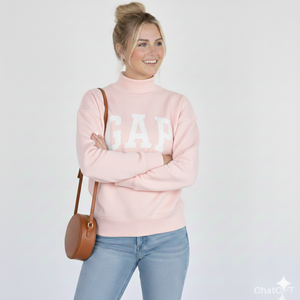 Women Winter Breathable Fleece <b>Drop</b> Shoulder Customized Front Logo Mock Neck Sweatshirts High Quality Polyester/Cotton Blend - Product Image 3