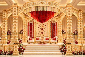 Mandap de mariage indien traditionnel en bois sculpté style temple, avec pilier Diya et motif Lotus Royal - Product Image 2