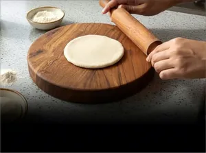 Juego de Chakla Belan de Madera de Acacia para Cocina |   Tabla de madera para amasar y rodillo para chapati, paratha, puri, pizza y masa para hornear - Product Image 6