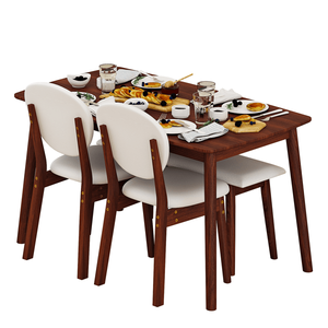 1 <b>Table</b> 2 Chairs 1 <b>Bench</b> <b>Dining</b> <b>Set</b> Deep Walnut Finish Rectangular Kitchen Din Beige Upholstered Seats Rubber <b>Dining</b> Room <b>Sets</b> - Product Image 6