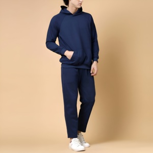 Ensemble de survêtement polaire pour hommes : sweat à capuche et pantalon de jogging, style streetwear décontracté, coupe ample, idéal pour l'hiver, personnalisable avec logo, vente en gros - Product Image 5