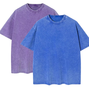 Custom Heavyweight 260gsm Knitted Sporty <b>Blue</b> Vintage Oversized Drop Shoulder Cotton T-Shirt - Product Image 5