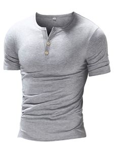 Camiseta Henley para Hombre, Manga Corta, Corte Ajustado, Mezcla de Algodón, Informal, con Botones al Frente, para Verano - Product Image 2