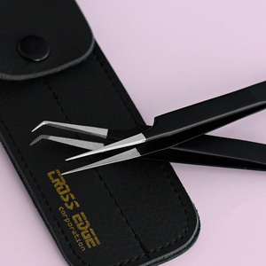 Stainless Steel Fiber Tip Isolation <b>Lash</b> Extension Tweezers Black Color Curved Eyelash 45 90 Degree Volume for <b>Lashes</b> - Product Image 6