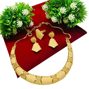 Ensemble de colliers plaqués or africain de luxe pour femmes, bijoux de mariage nigérian pour la fête de mariage - Product Image 3